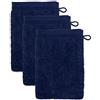 Möve Superwuschel - Set da 3 guanti da bagno, 15 x 20 cm, 100% cotone, colore blu mare profondo (deep sea)