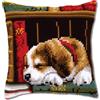 VERVACO Kit Cuscino Punto Croce Cane Che Dorme Set Ricamo Principianti Cuscini Gobelin Decorativi ca. 40 x 40 cm Accessori per Lavoretti Creativi DIY Casa Decor Hobby Adulti Cross Stitch