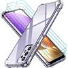 iVoler Cover per Samsung Galaxy A32 5G, Antiurto Custodia con Paraurti in TPU Morbido e 3 Pezzi Pellicola Vetro Temperato, Ultra Sottile Trasparente Silicone Protettiva Case