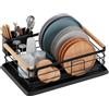 BRIAN & DANY Scolapiatti da Appoggio con Manico in Legno, Nero, 42 × 30 × 15 cm