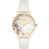 Olivia Burton Orologio Analogico al Quarzo da Donna Collezione WATERCOLOUR FLORALS con Cinturino in Pelle Rosato - OB16PP45