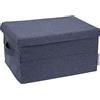 Bigso Box of Sweden Scatola organizer media con maniglia - Scatola per armadio in poliestere e cartone con effetto lino - Scatola portaoggetti per vestiti, giocattoli e altri oggetti - blu