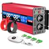 EDECOA Inverter Onda Pura 1500w Invertitore di Potenza 12v 220v/ 230  Trasformatore di Tensione Onda Pura 2X USB Telecomando LCD Power Inverter  1500w e Picco momentaneo 3000w (Nuovo Telecomando)