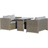 Outsunny Mobili da Esterno in Rattan PE Set 3 Pezzi Salotto da Esterno Arredamento Giardino con 2 Divani con Cuscini,Grigio-Nero|Aosom