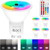 REYLAX 4pcs Lampadine LED GU10 5W, RGB + Bianco Freddo, Faretto LED Che Cambiano Colore, 12 Colori 5 Modalità, Attivazione Della Memoria, Regolazione Tramite Telecomando a Infrarossi