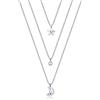 Elli Collana da donna, con ciondoli a forma di stella e luna, a strati, con cristalli, in argento sterling 925
