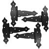 NUZAMAS - 4 cerniere resistenti per capannoni da 20,3 cm, in legno, per cancelli e cancelli, cerniere in ferro battuto, colore: nero
