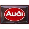 Nostalgic-Art Targhe Vintage, Audi - Logo Red Shine - Idea Regalo per Accessori per Auto, in Metallo, Design Retro per Decorazione, 20 x 30 cm