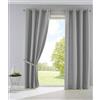 Gardinenbox Set di 2 tende oscuranti PALERMO con occhielli e fermatenda, 100% poliestere, grigio, 145 x 140 cm