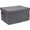 Bigso Box of Sweden Scatola organizer piccola con maniglia - Scatola per armadio in poliestere e cartone con effetto lino - Scatola portaoggetti per vestiti, giocattoli e altri oggetti - grigio