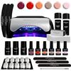 Meanail Kit Semipermanente Unghie Professionale - Set Manicure Completo 6 Smalti - Primer Base Top Coat - Lampada LED - Lime e Remover - Colori Semipermanenti Gel Polish Nail Art - KIT RUBY