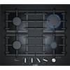 BOSCH PPP6A6M90 Piano cottura da incasso, Nero, Gas, Vetro temperato, 4 Fornelli, 60 cm
