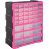 DURHAND Cassettiera in Plastica Portaminuterie con 39 Cassetti Trasparenti, Montaggio a Muro o a Terra 38x16x47.5cm Rosa