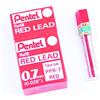 Pentel - Astuccio con 12 mine colorate con portamine, 0,7 mm, colore Rosso, confezione da 12 pezzi