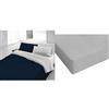 Italian Bed Linen Natural Color Parure Copri Piumino, 100% Cotone, Blu Scuro/Grigio Chiaro, Piazza E Mezza, 2 pezzi & Max Color Lenzuolo Sotto a 1 Piazza e Mezza, 100% Cotone, Grigio Chiaro