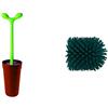Alessi Merdolino ASG04 Scopino di Design in Resina Termoplastica per Pulizia WC, Marrone & SG04SPAZZO Spazzola per Scopino da Bagno