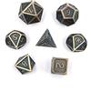 DollaTek 7Pcs poliedrici in Metallo Solido Set di Dadi D&D in Metallo Solido con Custodia e Lega di Zinco con Smalto per Giochi di Ruolo Dungeons And Dragons (elettroforetico Verde e Bianco)