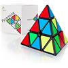CUBIDI Pyraminx Cubo Magico 3x3x3 - Tipo Los Angeles - Look Classico - Pyramid Triangolo Speed Cube - Antistress - Fidget Spinner Perfetto Come Gadget Compleanno Per Bambini E Adulti Con Adesivo