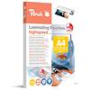 Peach PP525 - 22 High Speed Pouches | DIN A4 finitura lucida | 2 X 125 Mic | 100 Pouches | | compatibile con dispositivi di qualsiasi marca Laminate produttore, 100 Pezzi