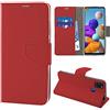 N NEWTOP Cover Compatibile per Samsung Galaxy A21S, HQ Lateral Custodia Libro Flip Chiusura Magnetica Portafoglio Simil Pelle Stand (Rossa)