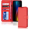 TECHGEAR Custodia in Pelle Galaxy S20 Fe, Cover Libro Protettiva con Slot per Schede, Supporto e Cinturino da Polso - Pelle Sintetica per Samsung Galaxy S20 Fe Cover Portafoglio (Rosso)