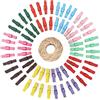 G2PLUS 100 PCS di Legno Foto Clip di Colore Mollette Foto Molletta in Legno+ 30 m Spago Mollette Clip Decorative per Artigianato, Matrimoni ed DIY Event (Colore)