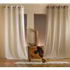 LINDER - Tenda in Voile Kaolin, con Occhielli e Motivo a Quadri Bianco