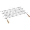 Sauvic Griglia barbecue accorciabile 62,5-72,5x40 cm con manici in legno, in acciaio inossidabile 18/8