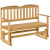 Outsunny Panchina da Giardino a Dondolo 2 Posti, Braccioli, in Legno di Abete, 132x51x95.5cm, Stile Naturale - Colore Legno.|Aosom