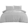 Sleepdown Set di biancheria da letto con copripiumino e federe, con bordo in velluto argentato, morbido e raffinato, per letto king size (220 x 230 cm)