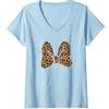 Disney Minnie Mouse Large Animal Print Bow Maglietta con Collo a V