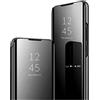 GOGME Cover per Samsung Galaxy A52 4G/A52 5G/A52s 5G, Custodia con Specchio Curvata, Smart View Mirror Flip Cover, Clear View Standing Flip Case. Nero
