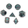 DollaTek 7Pcs Set di Dadi in Metallo Solido DND Gioco di Dadi D&D in Metallo Solido con Custodia e Lega di Zinco con Smalto per Giochi di Ruolo Sotterranei e Draghi(Argento Antico Appeso Placcato)