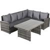 Outsunny Salotto da Giardino Set 3 Pz con 2 Divani da Esterno e 1 Tavolo da Giardino in Rattan Sintetico Grigio|Aosom