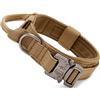 Huntvp Collare Tattico per Cani Regolabile con Maniglia di Comando, Collare Militare in Nylon con Fibbia in Metallo per Cani di Taglia Media e Grande, Addestramento, Alla Caccia, All'aperto, marrone-M