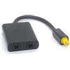 OpenII Toslink - Adattatore sdoppiatore digitale per cavi audio in fibra ottica (1 ingresso, 2 uscite), con funzione switch; colore nero