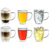 Creano Bicchiere thermos a doppia parete con manico 250ml, bicchiere grande a doppia parete in vetro borosilicato, bicchieri da caffè, bicchieri da tè 6x 250ml 6 pezzi (confezione da 1)