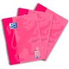 Oxford Touch College - Blocco note A4 a quadretti con doppio margine, 80 fogli, confezione da 3, colore: Rosa