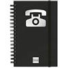 Finocam - Rubrica telefonica a doppia spirale con chiusura a elastico | 48 fogli | Piccola agenda con rubrica telefonica a doppia spirale 10 x 15 cm - colore Nero