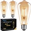 Blewandy Lampadina Vintage Edison, E27 Lampadina LED Edison 4W Equivalenti a 40W, 400LM Luce Bianca Calda 2700K, ST64 Vintage Retro Stile Luce Filamento Lampadine Decorativo per Casa Bar Caffe, 3 Pezzi