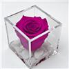 Premium-rose.com PREMIUM ROSE - Cubo Rosa Stabilizzata Fucsia Profumata 8 cm con Marmo di Carrara - Rosa Eterna Stabilizzata Profumata Made in Italy - Idea per regalo Natale, Mamma, Amica - Fucsia 1082