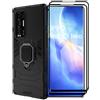 ESTH® Custodia per Oppo Find X3 Neo con 2 Pezzi Pellicola Protettiva, 360° Rotante Staffa [Compatibile con Supporto Magnetico per Auto], Cover Paraurti PC+TPU, Nero