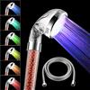 MEISO Soffione doccia con tubo, 7 colori mutevoli, con pressione LED, risparmio d'acqua, regolatore di temperatura, addolcitore d'acqua