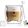 Binoster Carina Tazzine Caffe Vetro Orso Gatto Tazza Vetro Doppia Parete Tazze Cappuccino Latte Tè Idee Regalo Donna Compleanno Regali Amica Mamma Sorella Per Natale Pasqua Festa Della Mamma Halloween