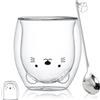Binoster Tazza da tè in vetro di gatto orso bottiglia tazze, tazza carina, bicchieri a doppia parete tazza da caffè espresso, tazza di latte, compleanno ufficio e personale (gatto)
