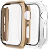 Fengyiyuda Cover[2-Pezzi]Compatibile con Apple Watch Custodia 38/40/42/44mm con Anti-Bubble TPU Pellicola Protettiva,360 Rugged Case per IWatch Series se/6/5/4/3/2/1-Light Gold/Clear,38mm