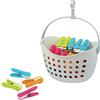 LAGUELLE de qualité LAGUELLE - Cestino con 40 Clips Mollette da Bucato ANTISCIVOLO - Prodotto in Francia - Cestino Bianco - Pinze Assortiti (Verde, Blu, Arancione, Rosa)