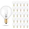 Weskjer Lampadine di Ricambio, 25 Pezzi Lampadine Globo G40 da 7 Watt Supporto per Presa di Base E12 Resistenza Allacqua IP44 Bianco Caldo per Luci a Corda Decorazione per Feste a Casa