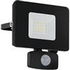 Eglo LED Faretto Esterno Faedo 3, lampada da parete 1 fiamma con sensore di | movimento, proiettore in alluminio, colore bianco, vetro trasparente, 20 Watt, IP44