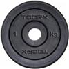 TOORX Disco in ghisa gommata da 1 kg. Foro 25 mm adatto a bilancieri e manubri con misure diametro standard italiano da 25mm